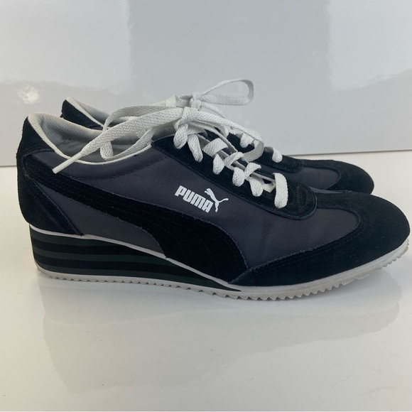 NEW! Puma Women's Caroline Stripe Wedge Sneakers Black & White Size 8.5 Shoes - Picture 15 of 15